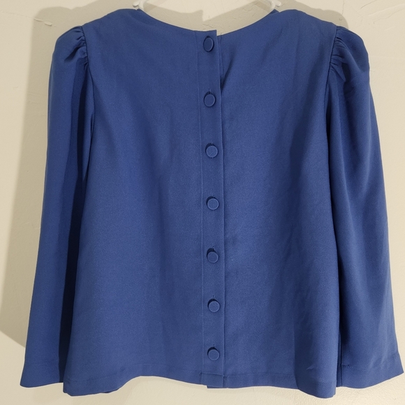 Ann Taylor Shirred Button Back Top in French Riveria size small petite - Picture 6 of 10